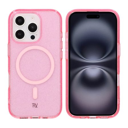 iPhone 16 Pro Rvelon Mobilskal TPU med MagSafe - Glitter Rosa