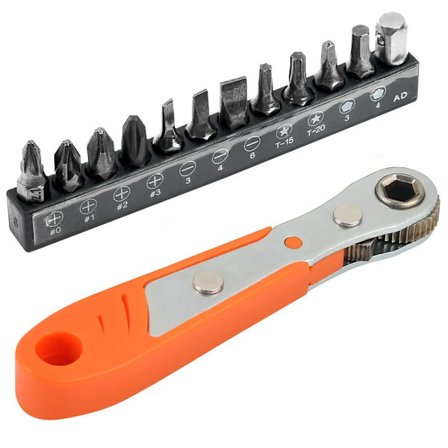 13 deler, Phillips-skrutrekker, skralle-skrutrekker, vinkelnyckel med fremre og bakre høyre vinkler, slisset skrutrekkerbitssett{ROG}