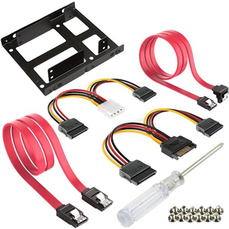 2.5" till 3.5" Drive Bay Adapter Kit Konverteringsfack HDD SSD Monteringsfäste + IDE 4P Hane till 2 SATA 15 Pin Hona Strömförlängningskabel Splitter +