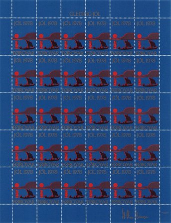 Færøerne - Julemærkeark 1978 - Takket - Ubrugt eller foldet