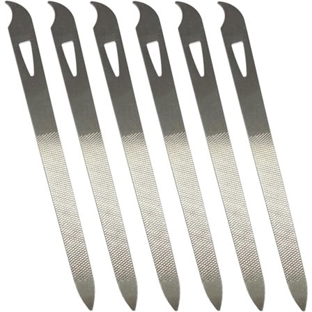 Neglefiler for naturlige negler (6 stk.), Metall neglefil 14 cm Rustfritt stål Tynn Holdbar Neglefil med Buet Spiss Dobbeltsidig Manikyr