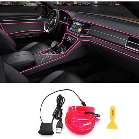 EL-tråd interiørbil LED-stripelys, LEDCARE USB Neon Glowing Strobing El-trådlys med 6 mm sykant, omgivelsesbelysningssett (5M/16,5FT