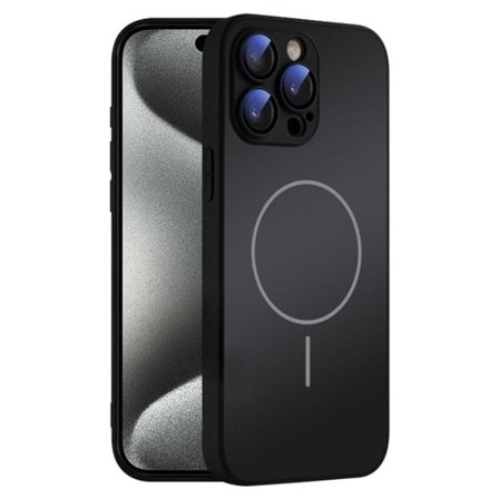 Bakskal i härdat glas med MagSafe till iPhone 15 Pro - Svart