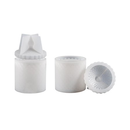 Rund romersk krukke silikonform DIY krystalldrypp gummi med lokk glasert oppbevaring julegodteri oppbevaring(hvit)