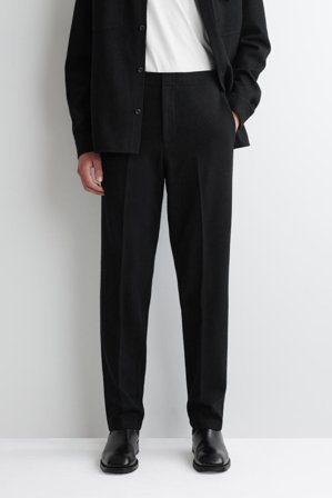 COS Men's Pantaloni Elasticizzati In Lana Cotta in Nero