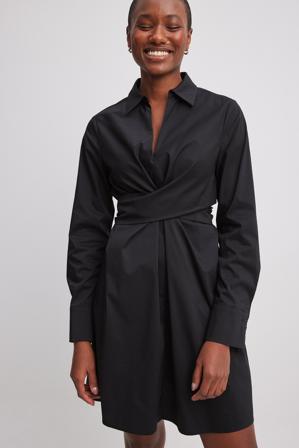 NA-KD Robe portefeuille courte nouée au dos - Robes courtes - Noir - EU 34