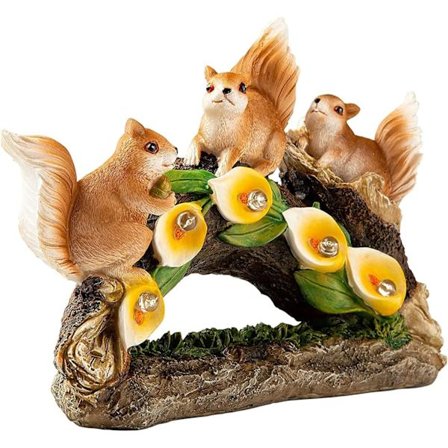 Havefigur i harpiks med LED-belysning, vandtæt udendørsstatue, dekorativ belysning til have, græsplæne og veranda [Energiklasse A+]