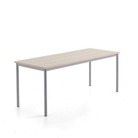 Bord SONITUS PLUS, L1800 B700 H720 mm, understell sølv, lyddempende høytrykkslaminat, ask