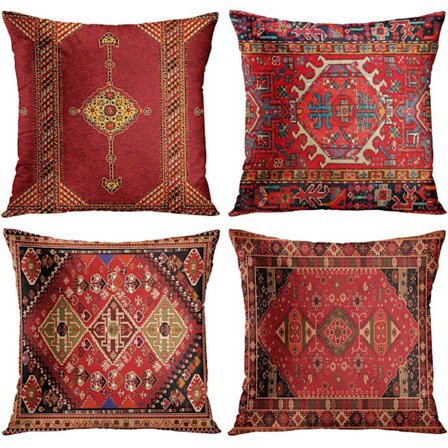 Putetrekk Geometrisk Marokkansk Hjemmeinnredning Sett med 4 Orient