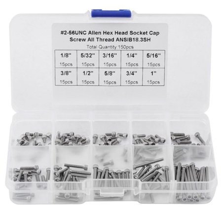 150 stk sekskantet hodehette skruer sett maskinskruer UNC-skruer
