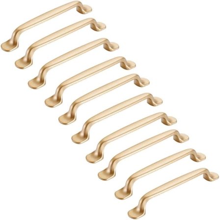 10 stk. Gull Skaphåndtak 128mm - Møbelhåndtak Kjøkkenskap Dør Skap Dra