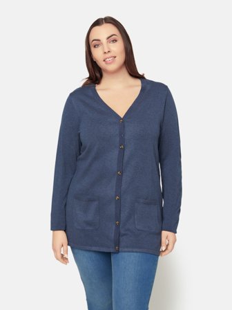 CISO - Langærmet Cardigan - Mørkeblå - Lommer