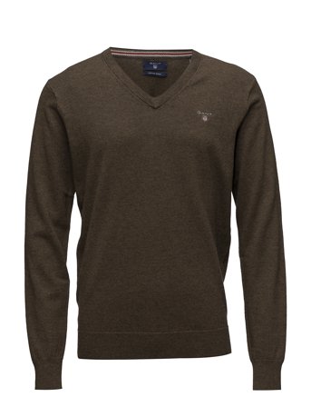 Cotton Wool V-Neck Strikkegenser V-krage Brun GANT*Betinget Tilbud