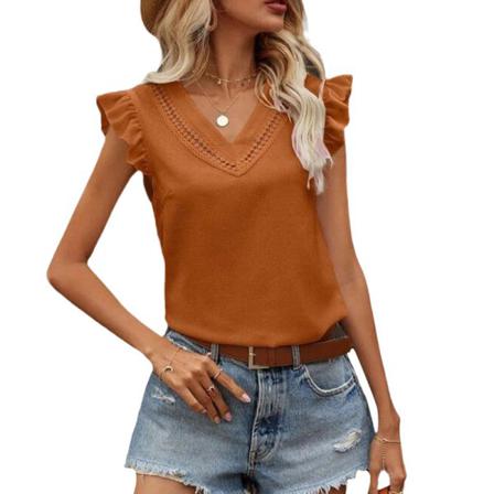 Kortärmade Toppar För Kvinnor Med V-ringad Skjorta