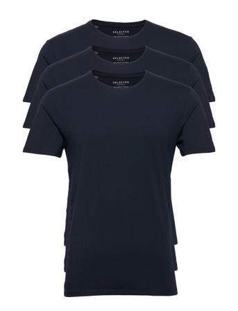Slhnewpima Ss O-Neck Tee B 3 Pack T-shirts Short-sleeved Marineblå Selected Homme