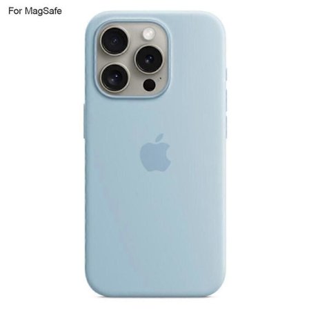 Kompatibel med iPhone 15 Pro Cover MagSafe Flydende Silikone Bagside [Induktions Popover] - Perfekt Babyblå_MGF Baby Blue
