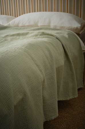 Jotex - Sengeteppe i Musselin Salviegrønn - AMILIA - Kjøp Sengetepper hos Jotex