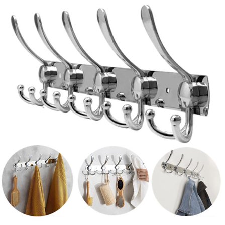 Krog Skinne Frakkekroge, Garderobe Kroge, Rustfrit Stål, Rustfri, Håndklæde Kroge, Badekåbe Kroge, Vægkrog, Væghængt Garderobe, Frakkeliste