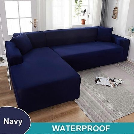 Vattentätt Sofföverdrag 1/2/3/4-sits Sofföverdrag för Vardagsrum Elastiskt Enfärgat L-format Hörnsofföverdrag för Soffa Fåtölj-Xin
