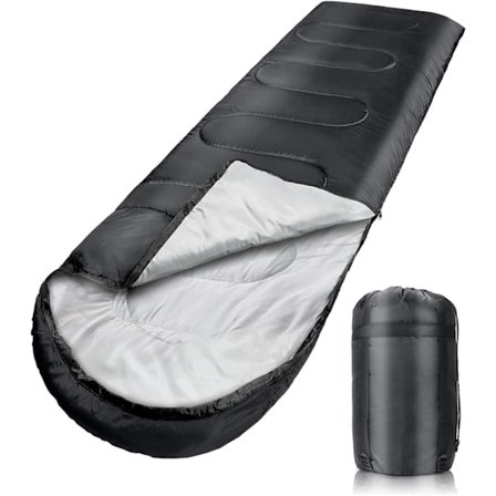 Sovepose, ultralett 3-4 sesongs enkel person varm sovepose for camping vanntett lett innendørs utendørs bruk - Svart