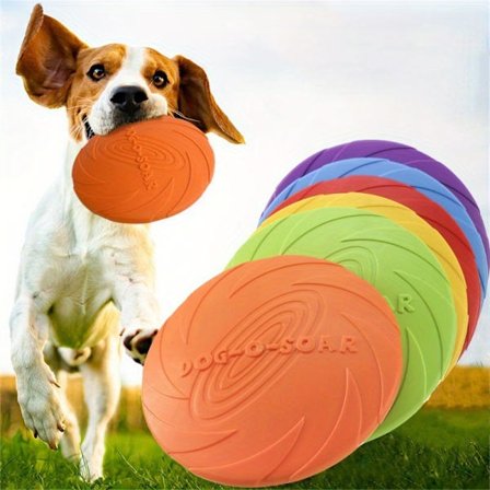 6 stk. Slitesterke Gummifrisbeer for Hund - Bitebestandige Tygeleker med Livlige Farger (Rød, Oransje, Gul, Grønn, Lilla, Rosa, Brun) For [D]