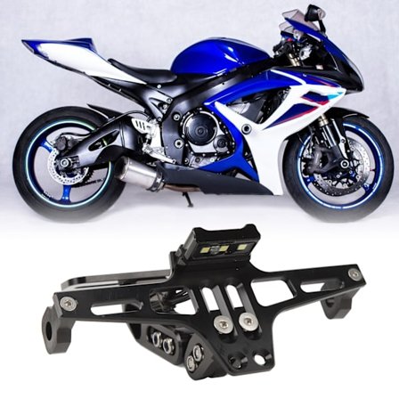 Moottoripyörän rekisterikilven teline LED-valolla, tarkka iskunkestävä istuvuus 4 tuuman pohjalle, tieliikenteeseen sopiva moottoripyörä