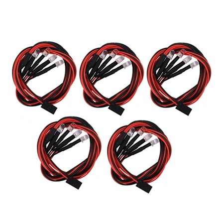 Vedenpitävät 5 mm LED-valot kauko-ohjattaviin ajoneuvoihin, 2 valkoista ja 2 punaista