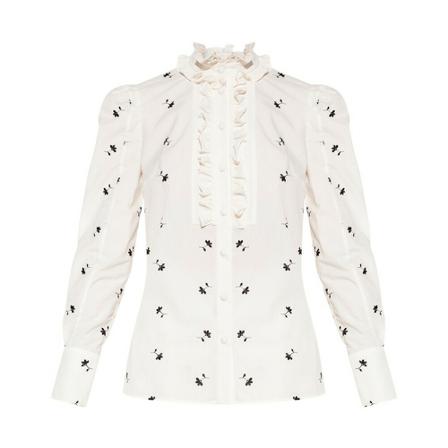 Erdem, Constance Shirt With Floral Motif Wit, Dames, Maat:XS