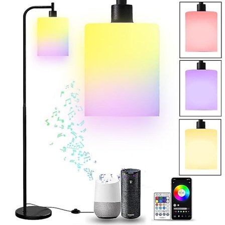 LED Golvlampa med Frostat Glaslampskärm och Intelligent Glödlampa