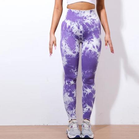 Tie Dye Yoga Byxor Push Up Gym Leggings Seamless Sports Tights Kvinnor Fitness Legging Rumpa Lyftning Löpning Träning Legins Kvinna Purple S