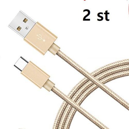 2 st 2 m top kvalitet USB-C färgade kabel|guld