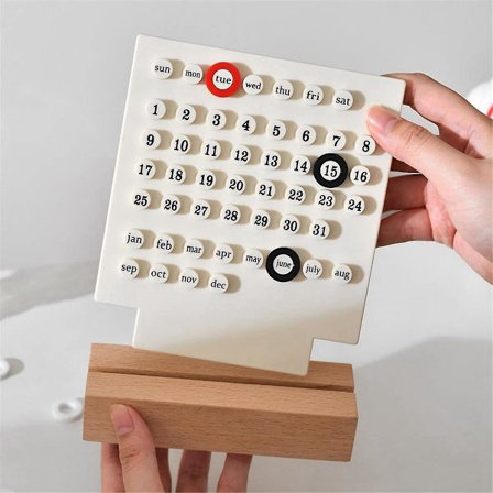 Træskrivebordskalender Evig Kalender Retro Hjem Unikke Gaver, Måneds Datovisning, Skrivebordsdekoration