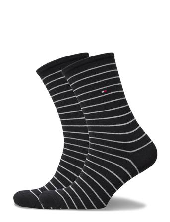 Th Women Sock 2P Small Stripe Lingerie Socks Regular Socks Sort Tommy Hilfiger