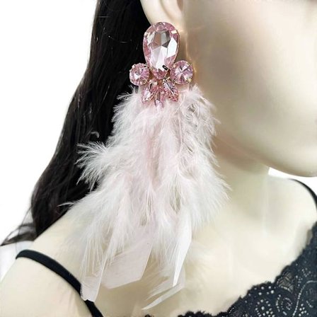 Kristallisulka-korvakorut käsintehdyt erittäin pitkät roikkuvat korvakorut tyylikäs lisä arki- tai iltalookiin valkoinen ja vihreä