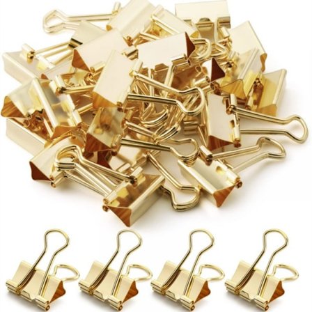 Binder Clips, Små Binder Clips, 50-pak, Guld, Små Clips, Papirklemme