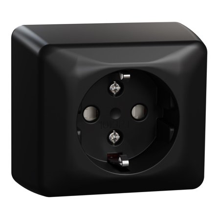 Elko EKO40038 RS Stikkontakt 1-veis, utvendig, svart, Strømbrytere & vegguttak