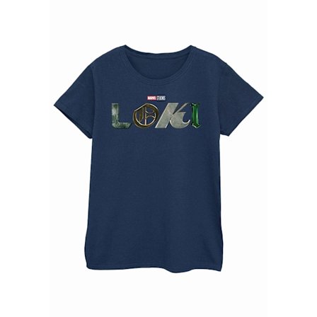 Marvel Dam/Kvinnor Loki Logo Bomull T-shirt S Marinblå