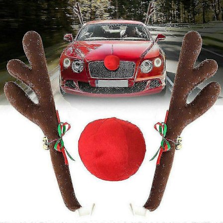 Bildekorationssæt til lastbiler og biler - Let at installere røde næser og horn-mærkatsæt til elg eller renoverede køretøjer[D]