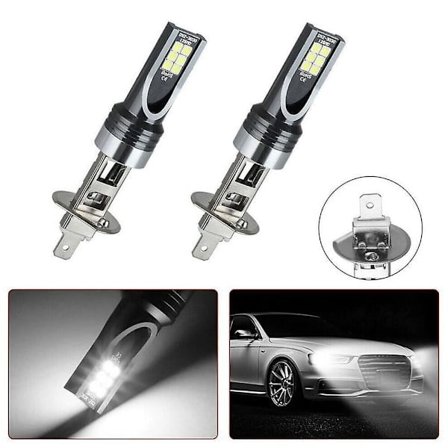 H1 LED-frontlyspære, 1500 lm Mini LED H1-pærer bilsett, Plug and Play halogenutskifting, nærlys og fjernlys, Canbus 2 stk