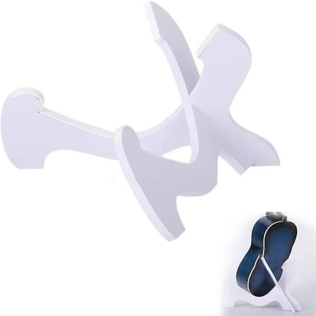 Tregitarstativ i tre, gitarholder, bærbart stativ, fiolinstativ, hvitt