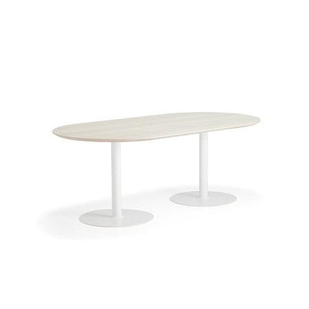 Table METRIC, oval, 2000x1000x720 mm, white/ash