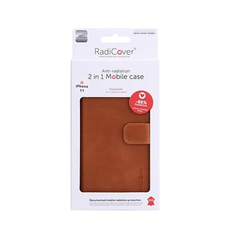 RadiCover Mobilcover iPhone 11 Antistråling Brun premium læder, Tøj & Bolig, Elektronik, Telefon & Mobiltilbehør