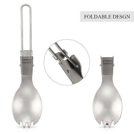 TOMSHOO Titaani Taitettava Lusikkahaarukka Kevyt Ulkoiluruokailuväline Matkailuun Retkeilyyn Vaellukseen