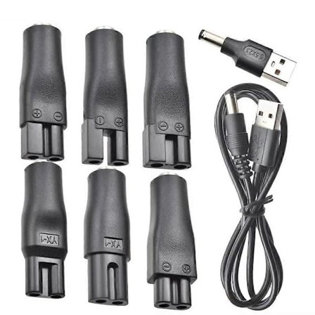 8 stk. erstatningsstrømledning 5V lader USB-adaptersett for alle typer elektriske hårklippere barbermaskin skjeggtrimmer