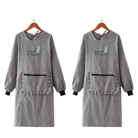 2 forklær, ny stil bomullsforkle, vanntett og oljetett husholdningskjøkken langermet midje, gjenbrukbart forkle, svart