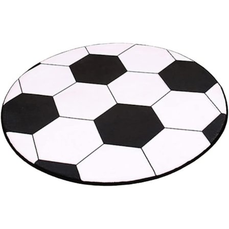 Lasten matto, 40 cm pyöreä jalkapallomatto sarjakuva jalkapallomatto valkoinen ja musta lattiatuolin matto sopii lastenhuoneeseen lasten 