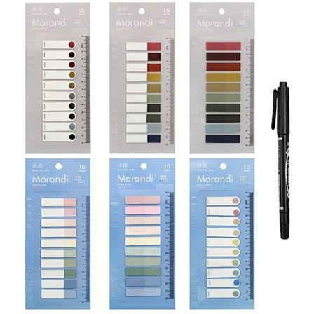 1200 stk Serie 10 Fargeindeks Klistrelapper med Klare Klistrelapper Limbokmerker Indeksfaner Små Klistrelapper