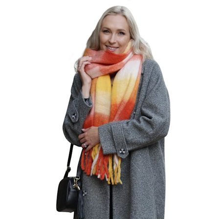 Skjerf for kvinner, varmt vinterteppe-skjerf i tartanmønster, koselig moteomslag for kaldt vær, fargerikt strikket sjal-tilbehør