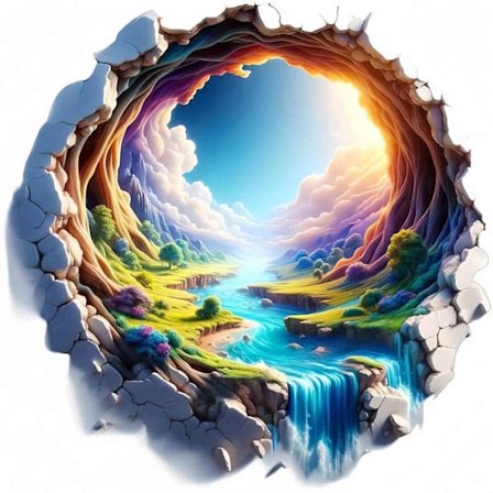 3D Vægklistermærker - Smukt Landskabsmønster 40cm (B)