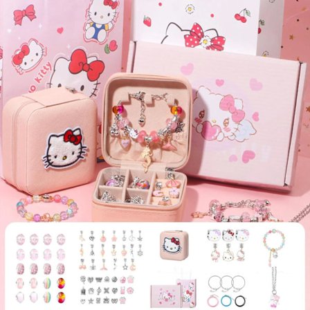 Hello Kitty Barne-armbåndsperlesett, gaveeske for jenter, legeringsperlesett, leketøy